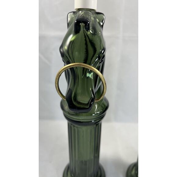 AVON Pony Post Decanter, Leather After Shave Lotion Glass Bottle, Green Lot Of 2 - Picture 13 of 13